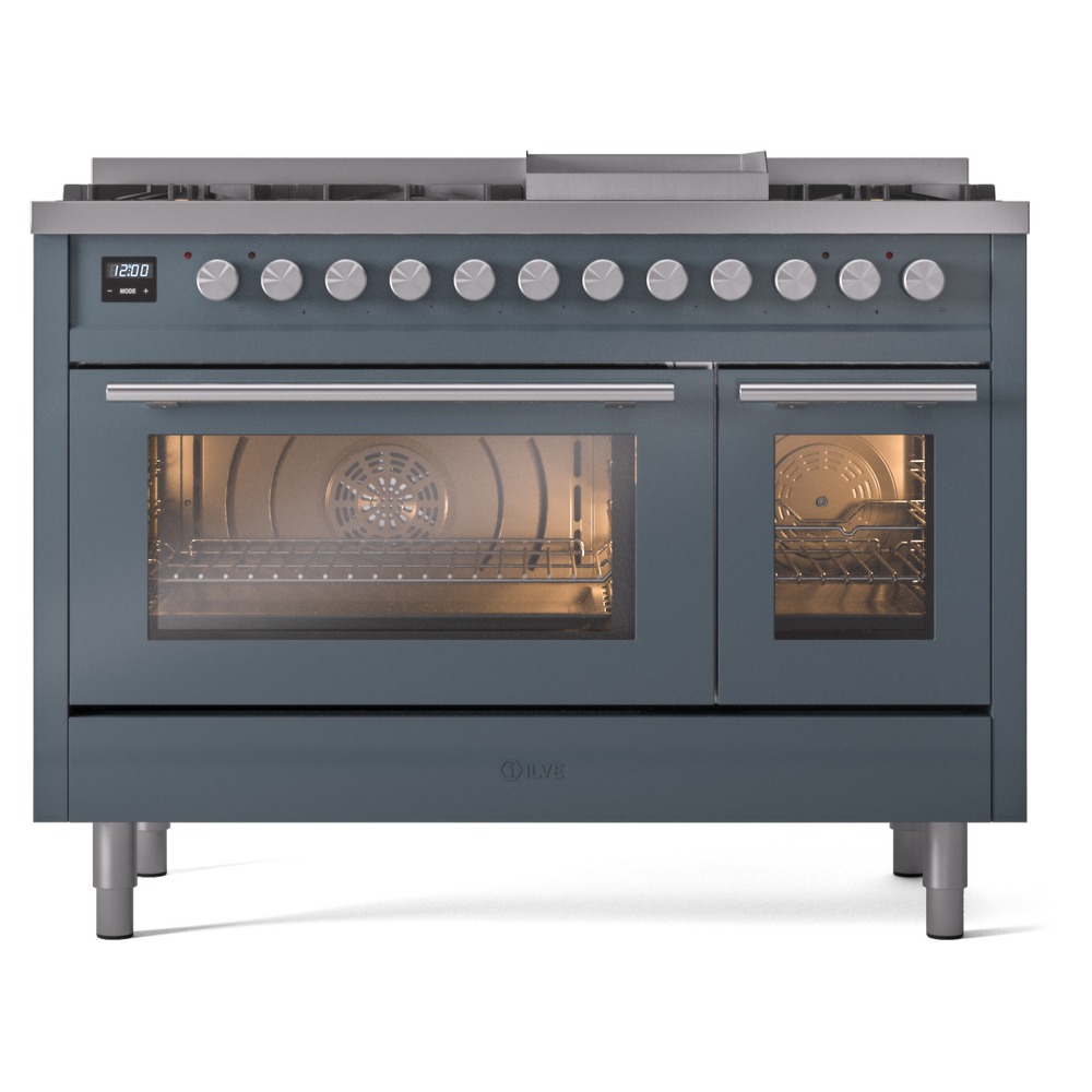 Professional Plus II 48 UP48FWMPBG Freestanding Dual Fuel Range with 8 Sealed Burners with Griddle Double Oven with Triple Glass Door with Stainless Steel knobs UP48FWMPBG