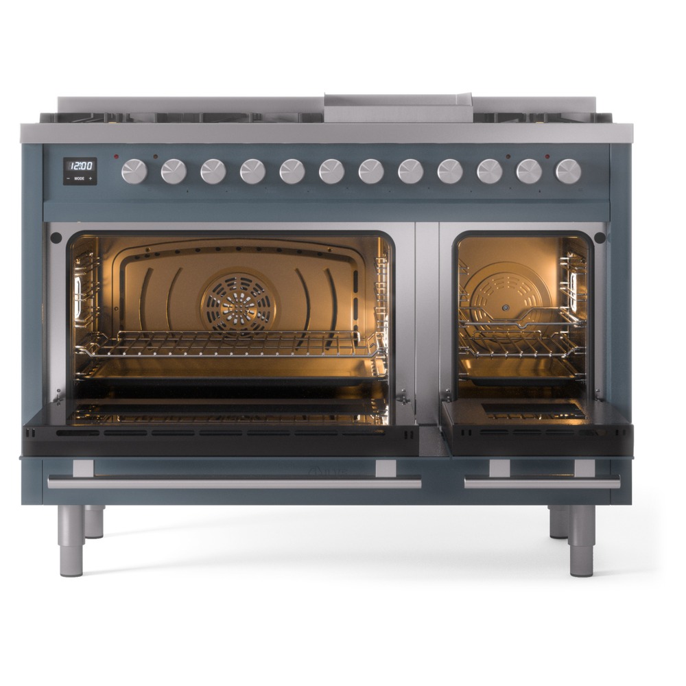 Professional Plus II 48 UP48FWMPBG Freestanding Dual Fuel Range with 8 Sealed Burners with Griddle Double Oven with Triple Glass Door with Stainless Steel knobs UP48FWMPBG