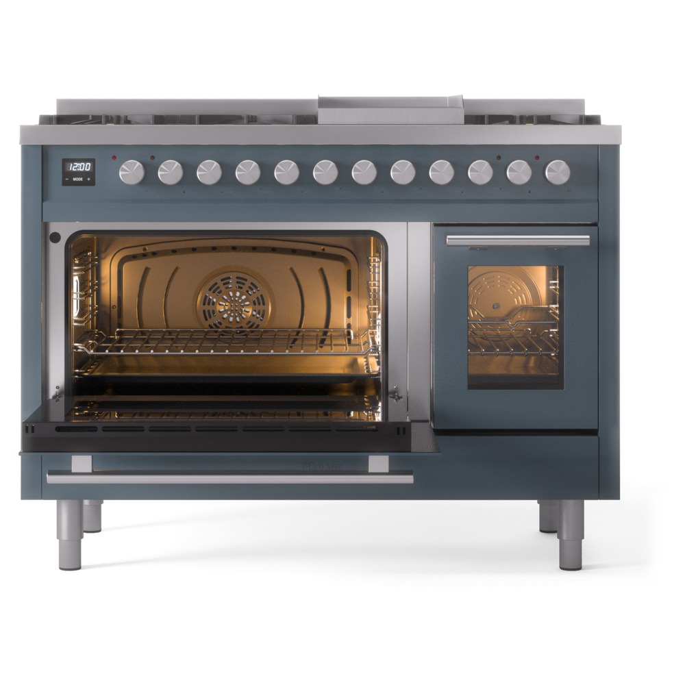 Professional Plus II 48 UP48FWMPBG Freestanding Dual Fuel Range with 8 Sealed Burners with Griddle Double Oven with Triple Glass Door with Stainless Steel knobs UP48FWMPBG