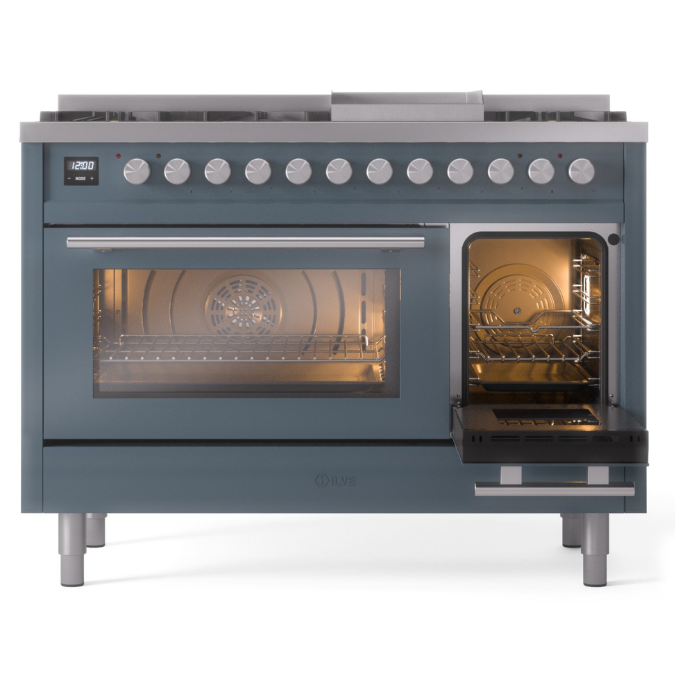 Professional Plus II 48 UP48FWMPBG Freestanding Dual Fuel Range with 8 Sealed Burners with Griddle Double Oven with Triple Glass Door with Stainless Steel knobs UP48FWMPBG