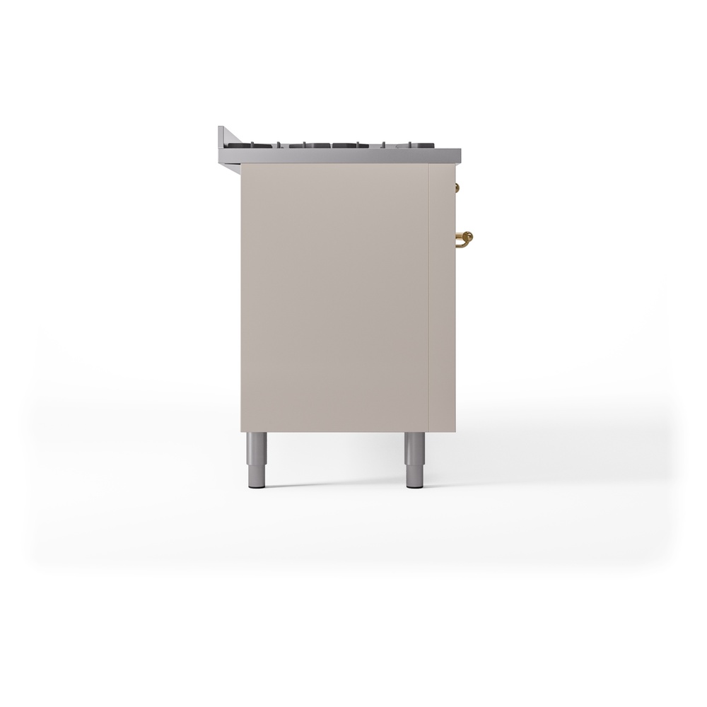 Nostalgie II 60 UP60FNMPAWG Freestanding Dual Fuel Range with 9 Sealed Burners with Griddle Double Oven with Triple Glass Door with Brass knobs UP60FNMPAWGLP