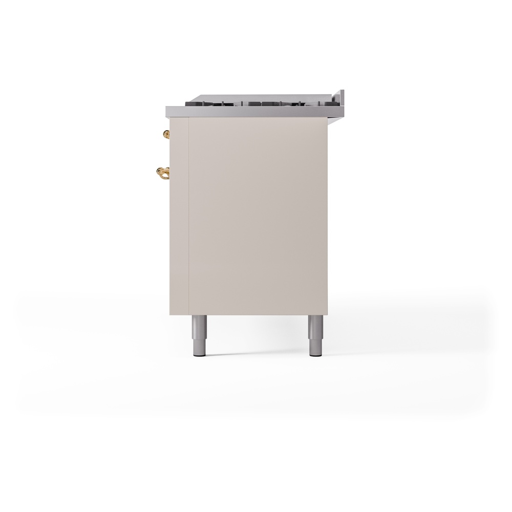 Nostalgie II 60 UP60FNMPAWG Freestanding Dual Fuel Range with 9 Sealed Burners with Griddle Double Oven with Triple Glass Door with Brass knobs UP60FNMPAWGLP