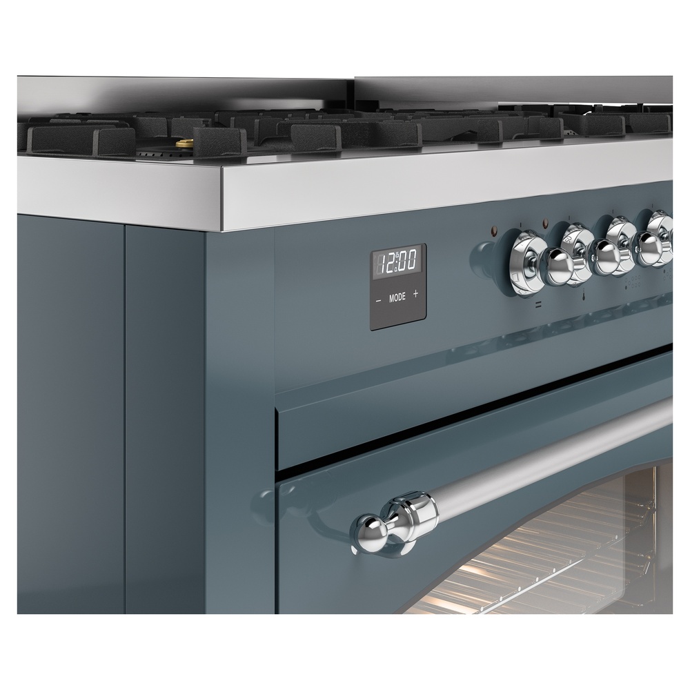 Nostalgie II 60 UP60FNMPBGC Freestanding Dual Fuel Range with 9 Sealed Burners with Griddle Double Oven with Triple Glass Door with Chrome knobs UP60FNMPBGC