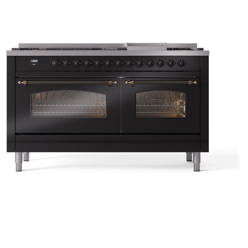 Nostalgie II 60 inch Dual Fuel Range with 5.8 cu. ft. Total Double Oven Capacity UP60FNMPBKBLP
