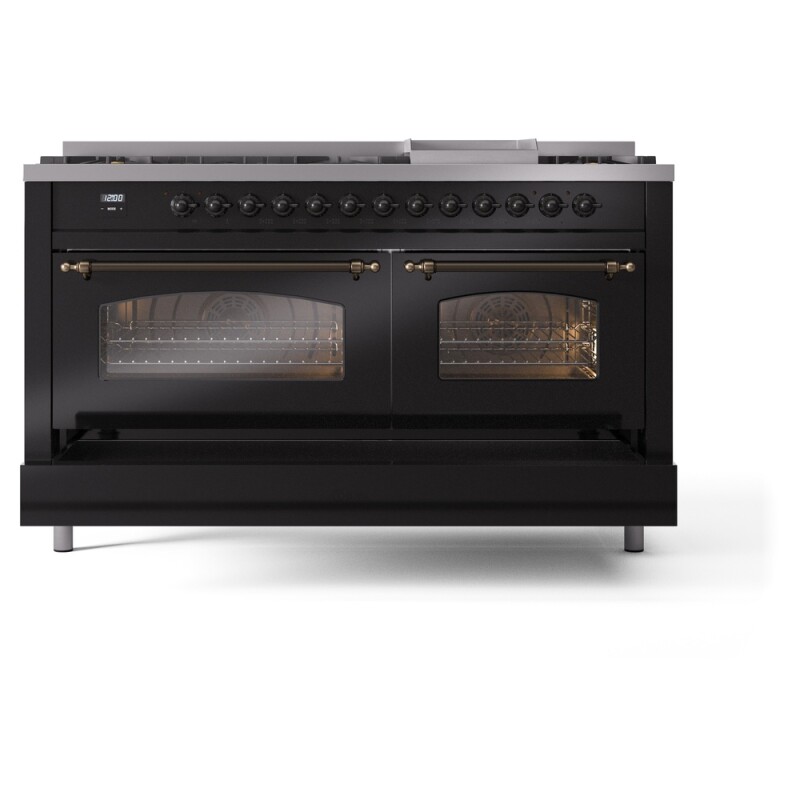 Nostalgie II 60 inch Dual Fuel Range with 5.8 cu. ft. Total Double Oven Capacity UP60FNMPBKBLP
