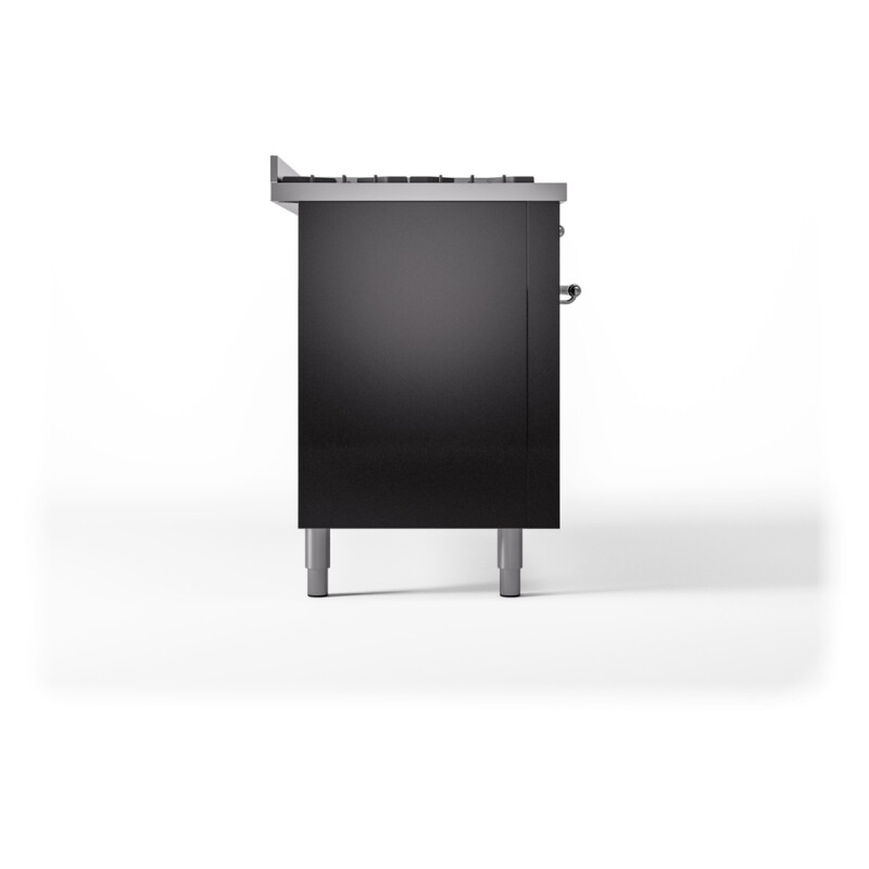 Nostalgie II 60 UP60FNMPBKC Freestanding Dual Fuel Range with 9 Sealed Burners with Griddle Double Oven with Triple Glass Door with Chrome knobs UP60FNMPBKC