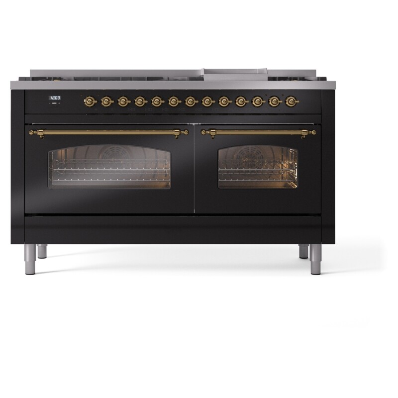 Nostalgie II 60 inch Dual Fuel Range with 5.8 cu. ft. Total Double Oven Capacity UP60FNMPBKGLP