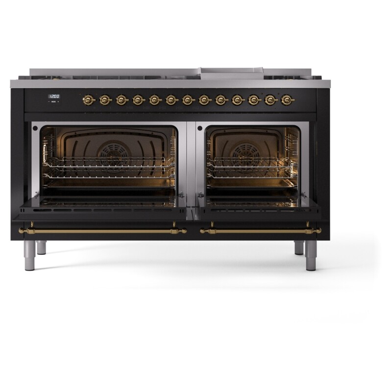 Nostalgie II 60 inch Dual Fuel Range with 5.8 cu. ft. Total Double Oven Capacity UP60FNMPBKGLP