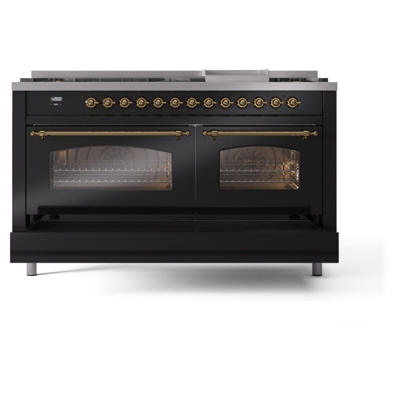 Nostalgie II 60 inch Dual Fuel Range with 5.8 cu. ft. Total Double Oven Capacity UP60FNMPBKGLP