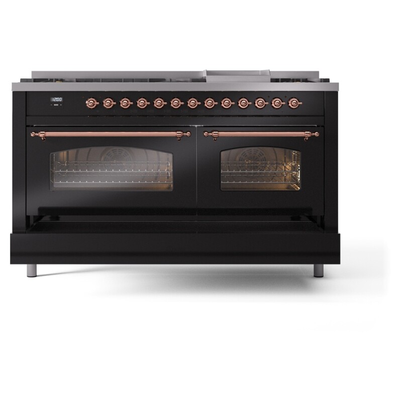 Nostalgie II 60 inch Dual Fuel Range with 5.8 cu. ft. Total Double Oven Capacity UP60FNMPBKPLP