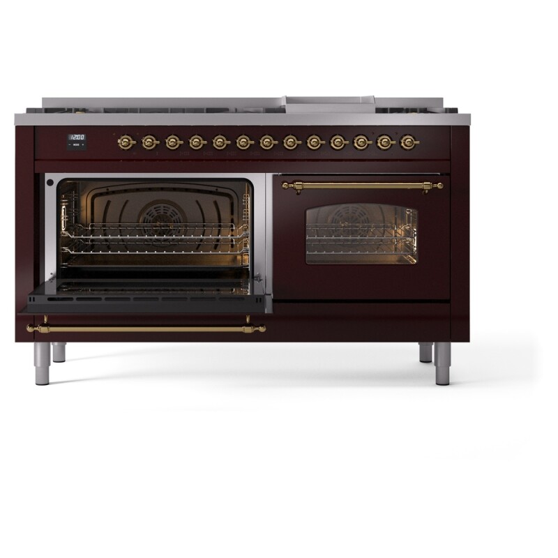 Nostalgie II 60 inch Dual Fuel Range with 5.8 cu. ft. Total Double Oven Capacity UP60FNMPBUGLP