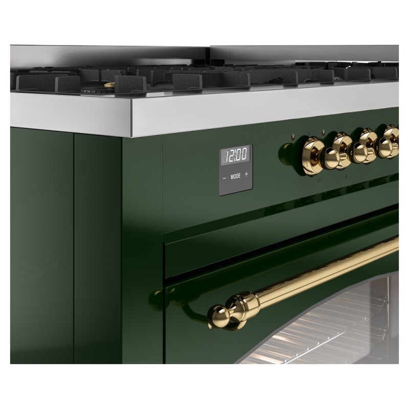 Nostalgie II 60 UP60FNMPEGG Freestanding Dual Fuel Range with 9 Sealed Burners with Griddle Double Oven with Triple Glass Door with Brass knobs UP60FNMPEGG