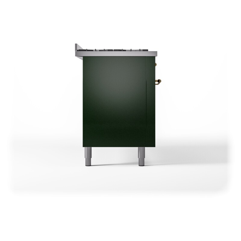 Nostalgie II 60 UP60FNMPEGG Freestanding Dual Fuel Range with 9 Sealed Burners with Griddle Double Oven with Triple Glass Door with Brass knobs UP60FNMPEGG