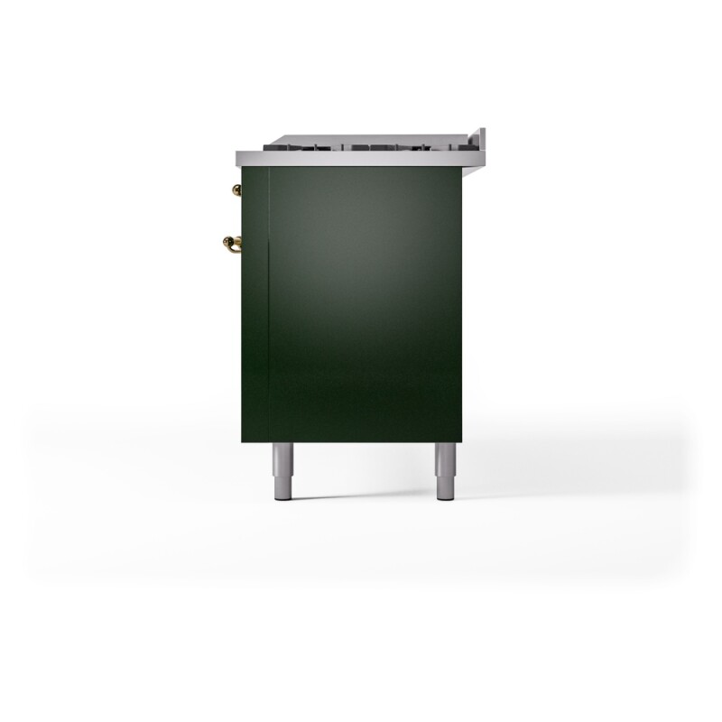 Nostalgie II 60 UP60FNMPEGG Freestanding Dual Fuel Range with 9 Sealed Burners with Griddle Double Oven with Triple Glass Door with Brass knobs UP60FNMPEGGLP