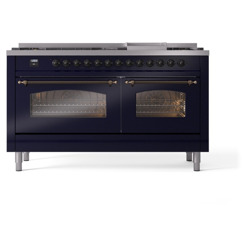Nostalgie II 60 inch Dual Fuel Range with 5.8 cu. ft. Total Double Oven Capacity UP60FNMPMBBLP