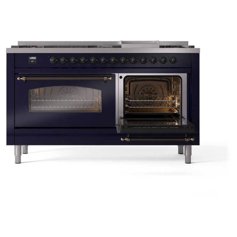 Nostalgie II 60 inch Dual Fuel Range with 5.8 cu. ft. Total Double Oven Capacity UP60FNMPMBBLP