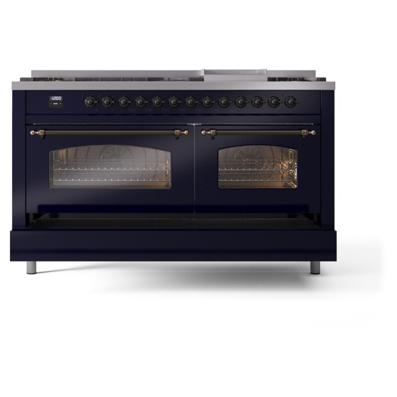 Nostalgie II 60 inch Dual Fuel Range with 5.8 cu. ft. Total Double Oven Capacity UP60FNMPMBBLP