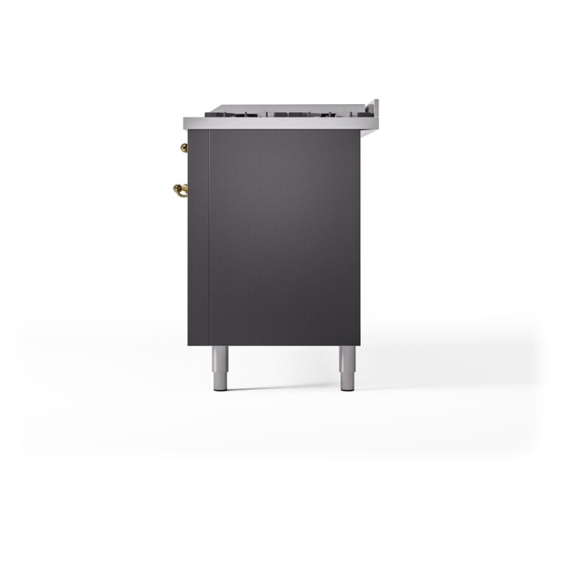 Nostalgie II 60 UP60FNMPMGG Freestanding Dual Fuel Range with 9 Sealed Burners with Griddle Double Oven with Triple Glass Door with Brass knobs UP60FNMPMGG