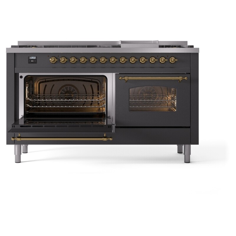 Nostalgie II 60 inch Dual Fuel Range with 5.8 cu. ft. Total Double Oven Capacity UP60FNMPMGGLP