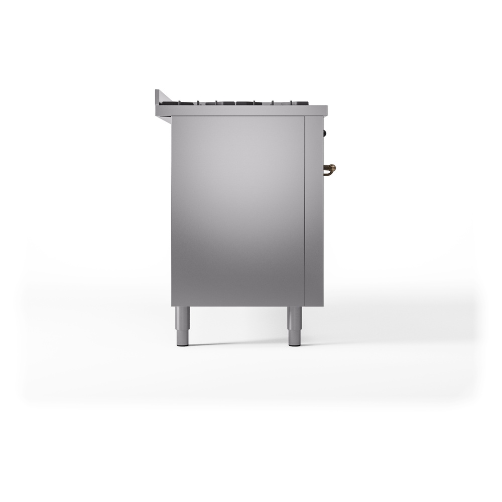 Nostalgie II 60 UP60FNMPSSB Freestanding Dual Fuel Range with 9 Sealed Burners with Griddle Double Oven with Triple Glass Door with Bronze knobs UP60FNMPSSBLP