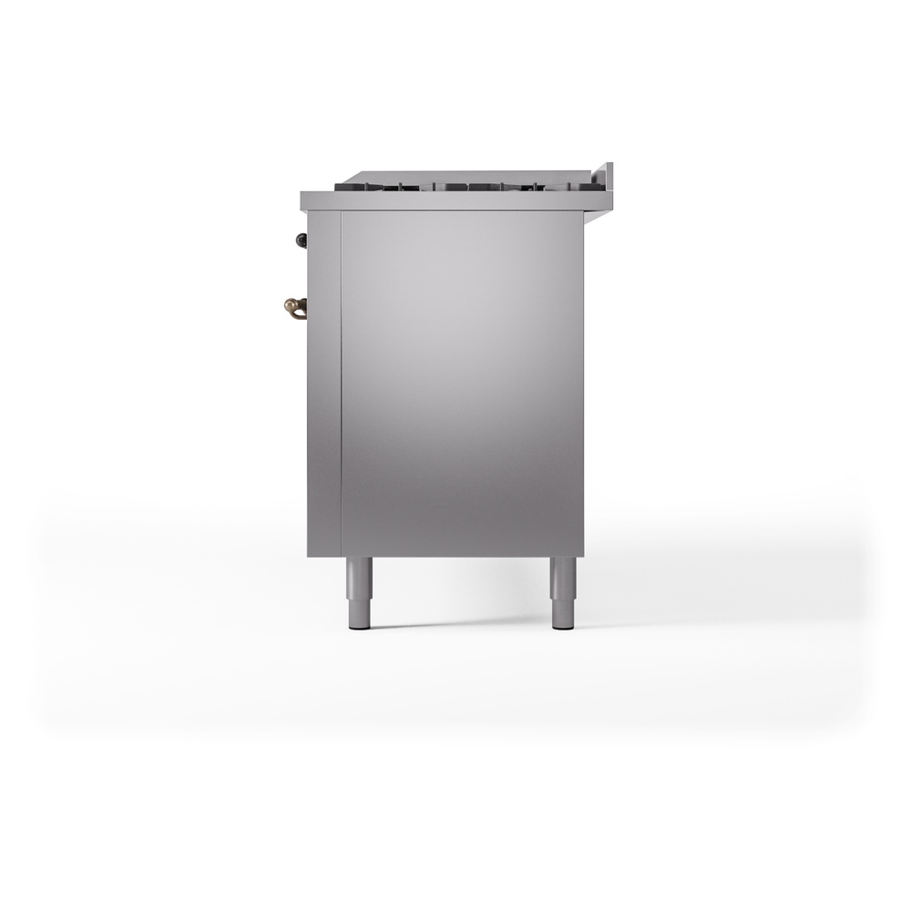 Nostalgie II 60 UP60FNMPSSB Freestanding Dual Fuel Range with 9 Sealed Burners with Griddle Double Oven with Triple Glass Door with Bronze knobs UP60FNMPSSBLP