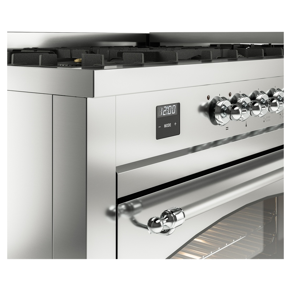 Nostalgie II 60 UP60FNMPSSC Freestanding Dual Fuel Range with 9 Sealed Burners with Griddle Double Oven with Triple Glass Door with Chrome knobs UP60FNMPSSCLP