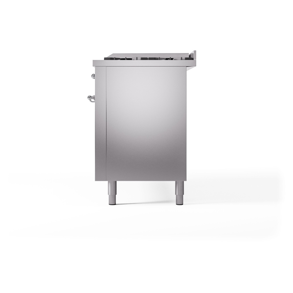 Nostalgie II 60 UP60FNMPSSC Freestanding Dual Fuel Range with 9 Sealed Burners with Griddle Double Oven with Triple Glass Door with Chrome knobs UP60FNMPSSCLP
