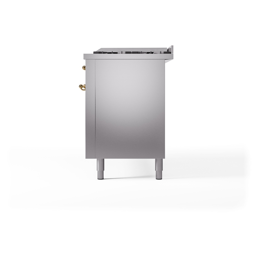 Nostalgie II 60 UP60FNMPSSG Freestanding Dual Fuel Range with 9 Sealed Burners with Griddle Double Oven with Triple Glass Door with Brass knobs UP60FNMPSSGLP