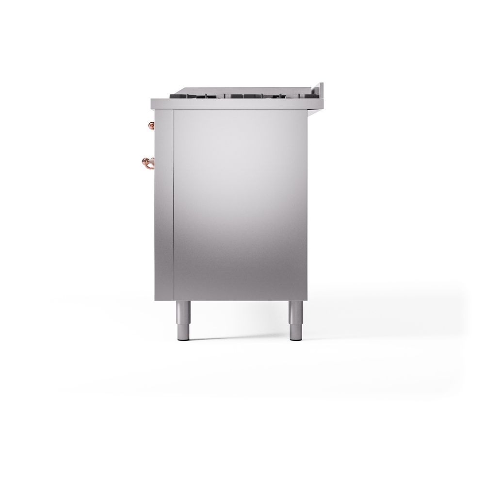 Nostalgie II 60 UP60FNMPSSP Freestanding Dual Fuel Range with 9 Sealed Burners with Griddle Double Oven with Triple Glass Door with Copper knobs UP60FNMPSSPLP