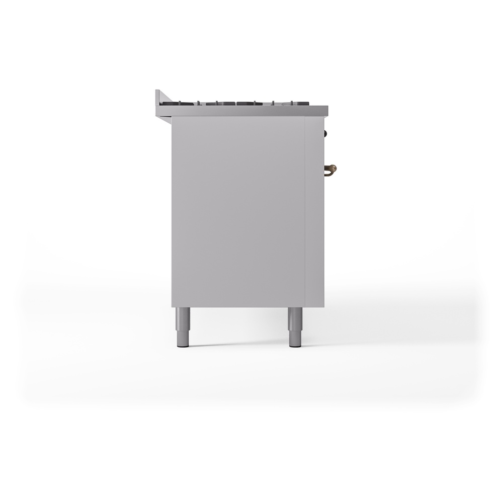 Nostalgie II 60 UP60FNMPWHB Freestanding Dual Fuel Range with 9 Sealed Burners with Griddle Double Oven with Triple Glass Door with Bronze knobs UP60FNMPWHB