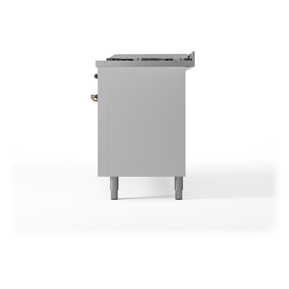 Nostalgie II 60 UP60FNMPWHB Freestanding Dual Fuel Range with 9 Sealed Burners with Griddle Double Oven with Triple Glass Door with Bronze knobs UP60FNMPWHB