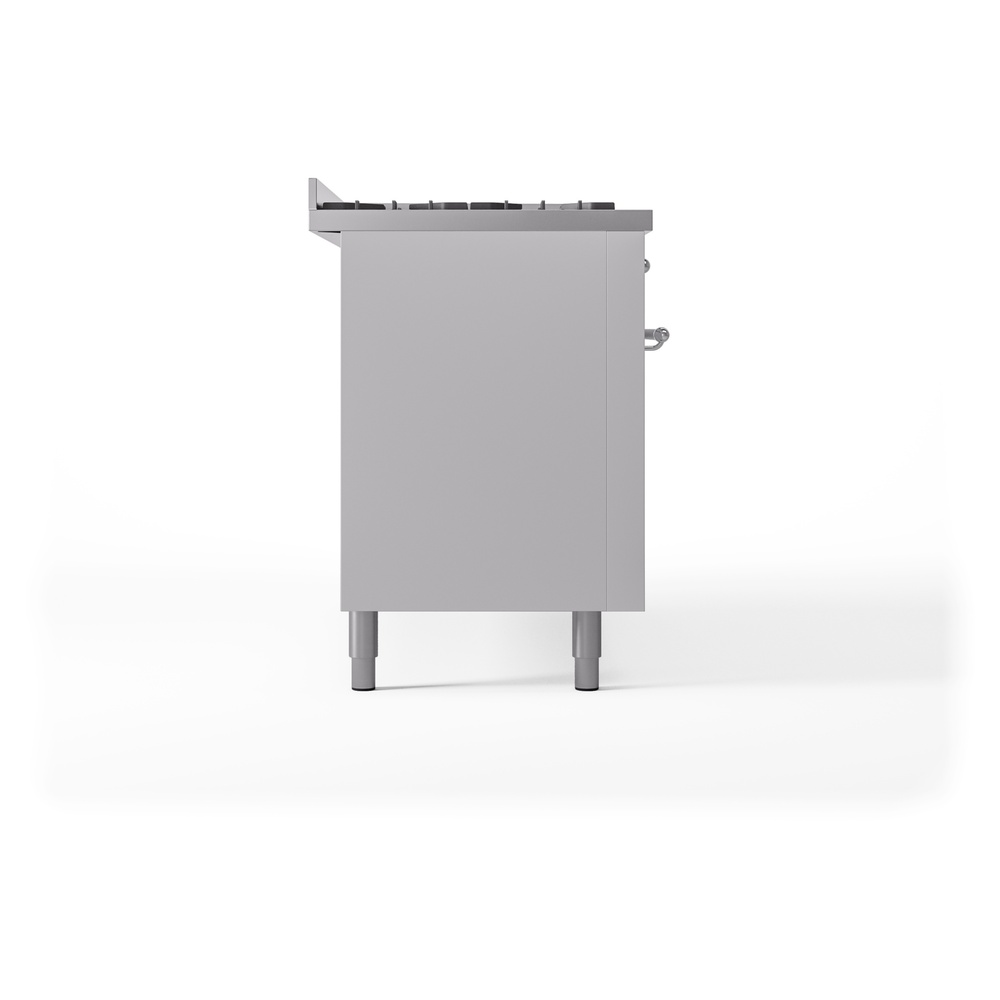 Nostalgie II 60 UP60FNMPWHC Freestanding Dual Fuel Range with 9 Sealed Burners with Griddle Double Oven with Triple Glass Door with Chrome knobs UP60FNMPWHCLP