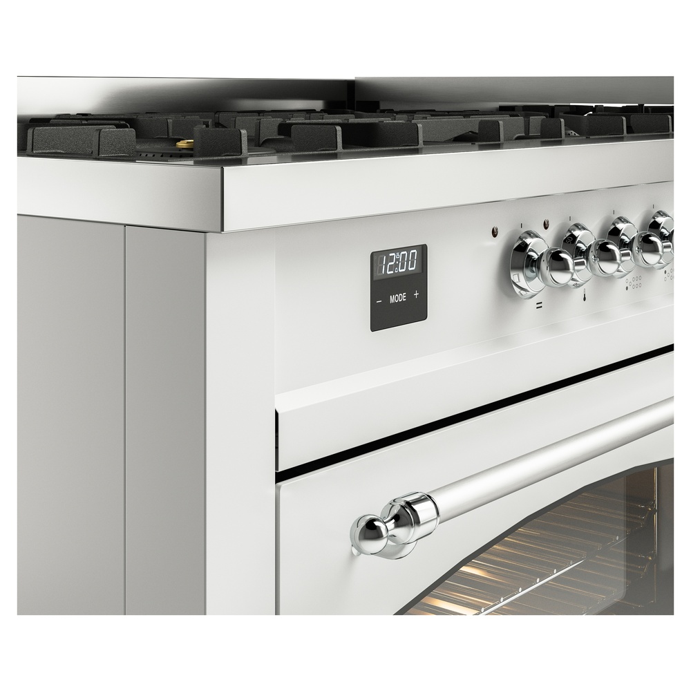 Nostalgie II 60 UP60FNMPWHC Freestanding Dual Fuel Range with 9 Sealed Burners with Griddle Double Oven with Triple Glass Door with Chrome knobs UP60FNMPWHC