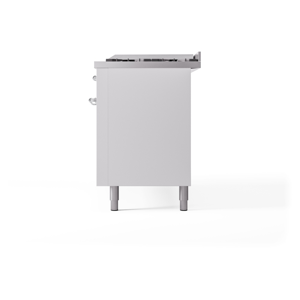 Nostalgie II 60 UP60FNMPWHC Freestanding Dual Fuel Range with 9 Sealed Burners with Griddle Double Oven with Triple Glass Door with Chrome knobs UP60FNMPWHC