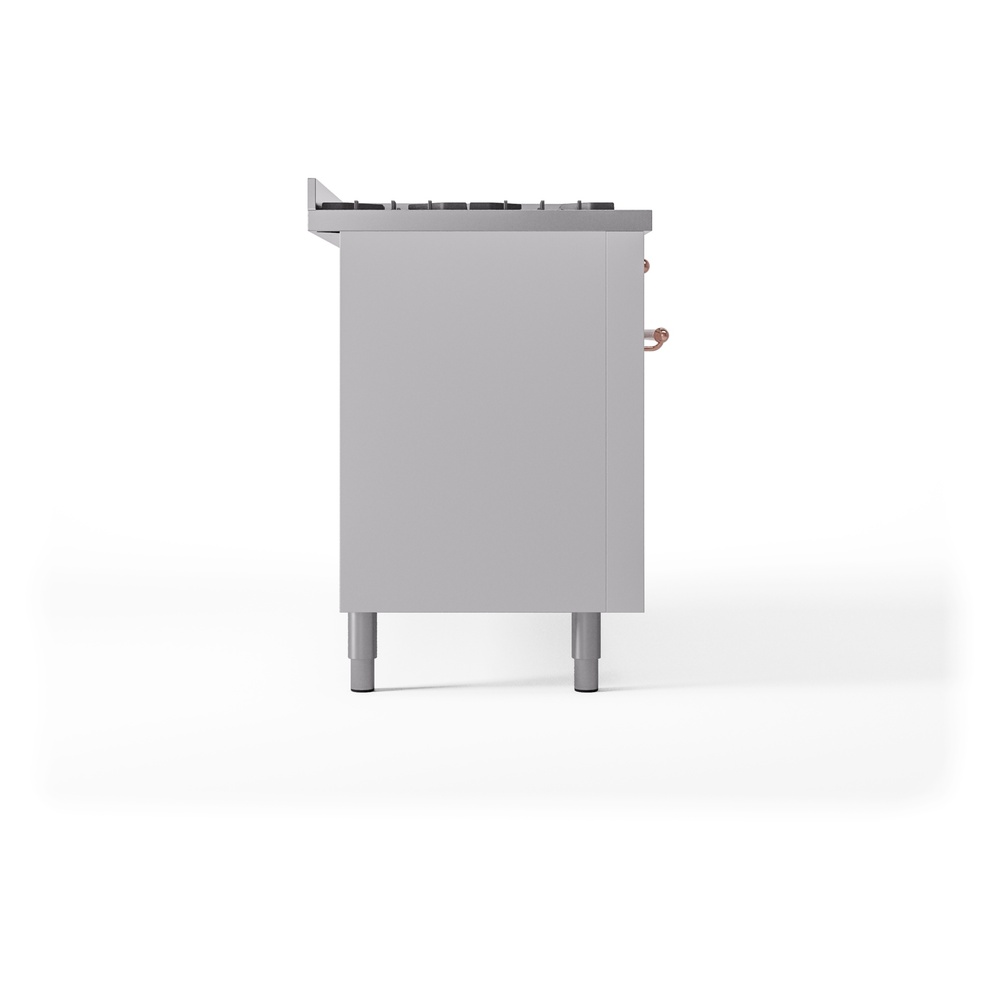 Nostalgie II 60 UP60FNMPWHP Freestanding Dual Fuel Range with 9 Sealed Burners with Griddle Double Oven with Triple Glass Door with Copper knobs UP60FNMPWHP