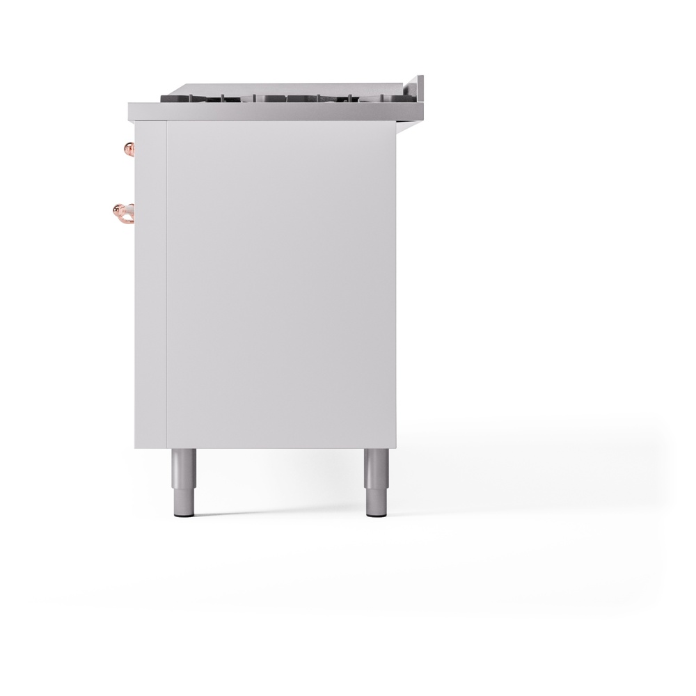 Nostalgie II 60 UP60FNMPWHP Freestanding Dual Fuel Range with 9 Sealed Burners with Griddle Double Oven with Triple Glass Door with Copper knobs UP60FNMPWHP