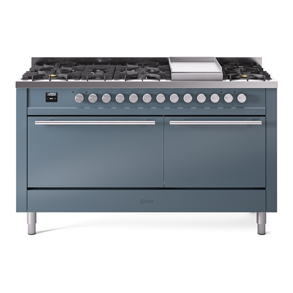 Professional Plus II 60 UP60FQMPBG Freestanding Dual Fuel Range with 9 Sealed Burners with Griddle Double Oven with Solid Door with Stainless Steel knobs UP60FQMPBGLP
