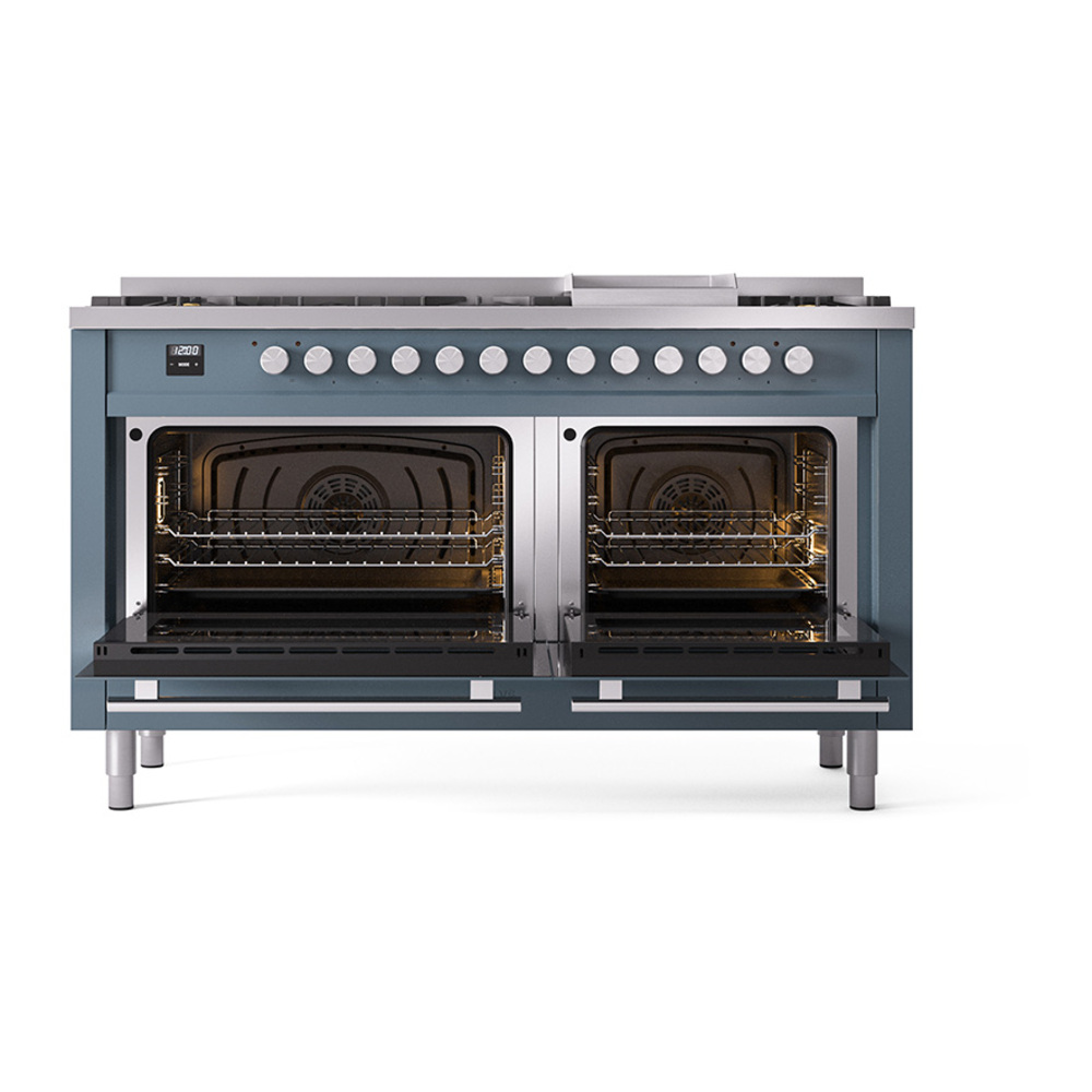 Professional Plus II 60 UP60FQMPBG Freestanding Dual Fuel Range with 9 Sealed Burners with Griddle Double Oven with Solid Door with Stainless Steel knobs UP60FQMPBG