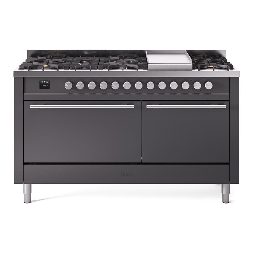 Professional Plus II 60 UP60FQMPMG Freestanding Dual Fuel Range with 9 Sealed Burners with Griddle Double Oven with Solid Door with Stainless Steel knobs UP60FQMPMGLP