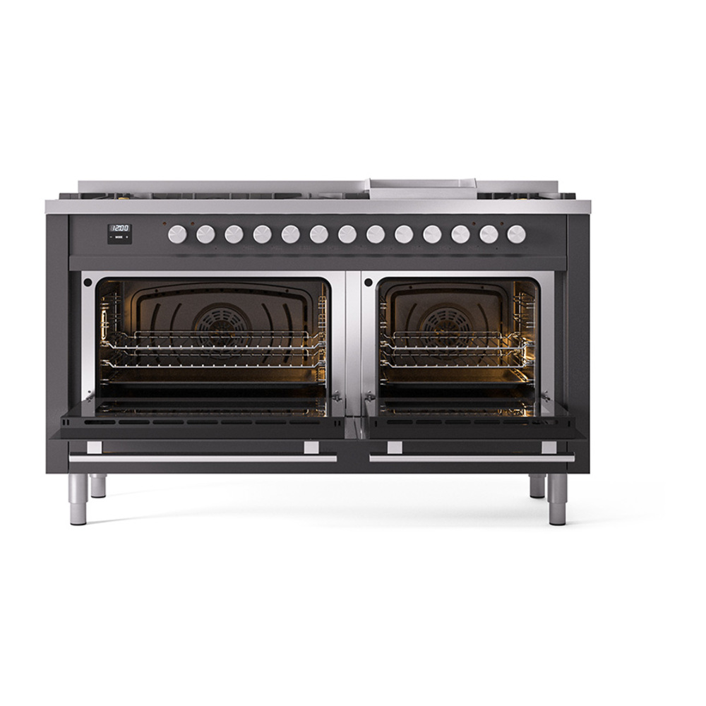 Professional Plus II 60 UP60FQMPMG Freestanding Dual Fuel Range with 9 Sealed Burners with Griddle Double Oven with Solid Door with Stainless Steel knobs UP60FQMPMGLP