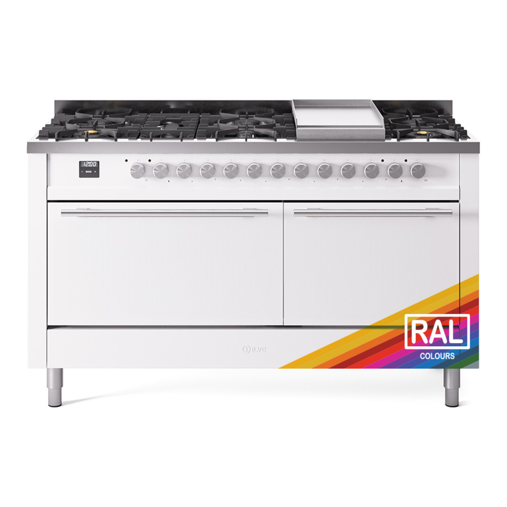 Professional Plus II 60 UP60FQMPRA Freestanding Dual Fuel Range with 9 Sealed Burners with Griddle Double Oven with Solid Door with Stainless Steel knobs UP60FQMPRA