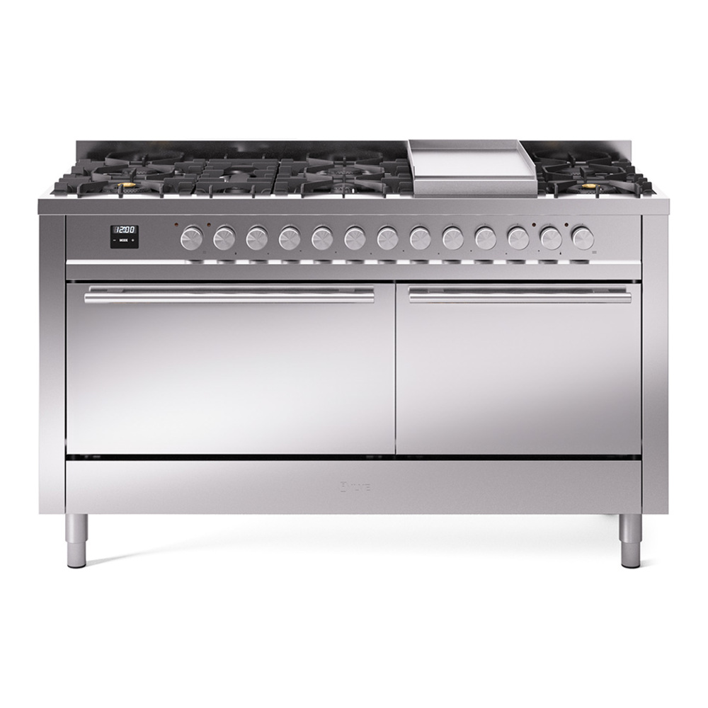 Professional Plus II 60 UP60FQMPSS Freestanding Dual Fuel Range with 9 Sealed Burners with Griddle Double Oven with Solid Door UP60FQMPSSLP