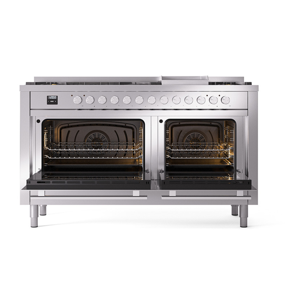 Professional Plus II 60 UP60FQMPSS Freestanding Dual Fuel Range with 9 Sealed Burners with Griddle Double Oven with Solid Door UP60FQMPSS
