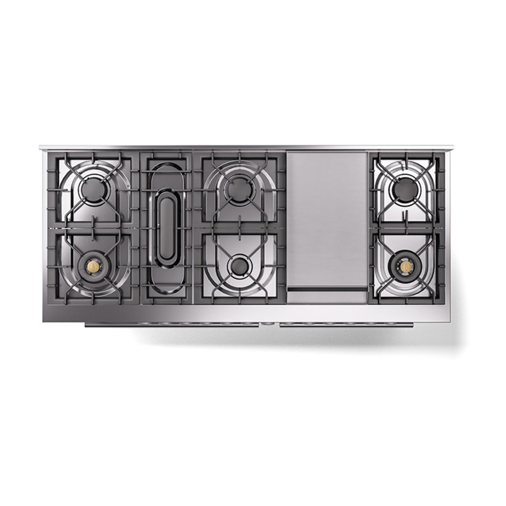 Professional Plus II 60 UP60FQMPWH Freestanding Dual Fuel Range with 9 Sealed Burners with Griddle Double Oven with Solid Door with Stainless Steel knobs UP60FQMPWH