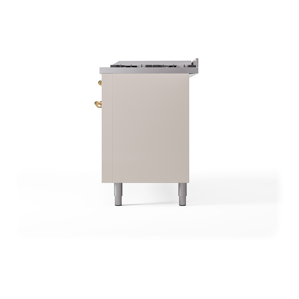 Nostalgie II 60 UP60FQNMPAWG Freestanding Dual Fuel Range with 9 Sealed Burners with Griddle Double Oven with Solid Door with Brass knobs UP60FQNMPAWG