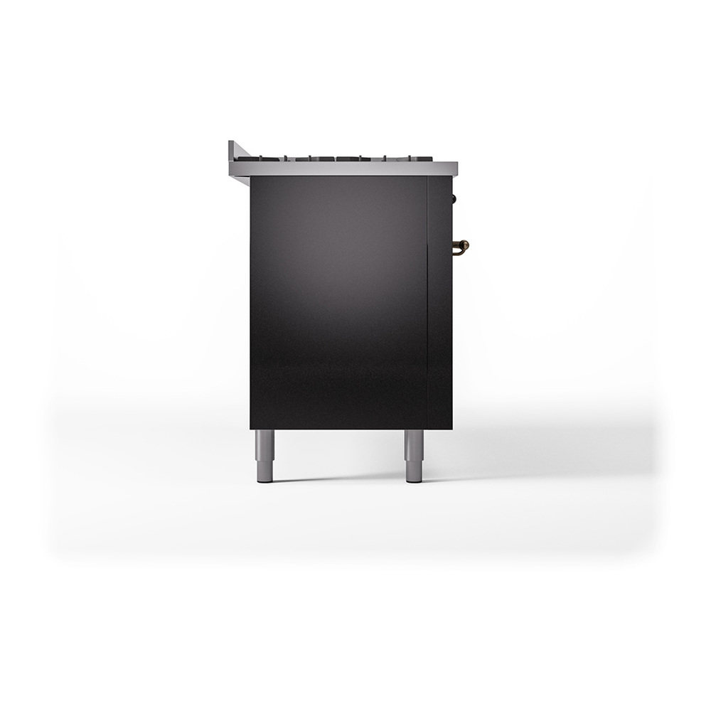 Nostalgie II 60 UP60FQNMPBKB Freestanding Dual Fuel Range with 9 Sealed Burners with Griddle Double Oven with Solid Door with Bronze knobs UP60FQNMPBKB