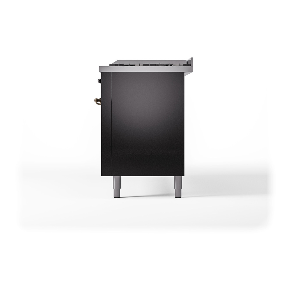 Nostalgie II 60 UP60FQNMPBKB Freestanding Dual Fuel Range with 9 Sealed Burners with Griddle Double Oven with Solid Door with Bronze knobs UP60FQNMPBKB