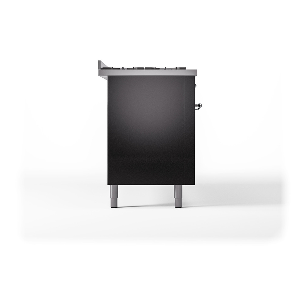 Nostalgie II 60 UP60FQNMPBKC Freestanding Dual Fuel Range with 9 Sealed Burners with Griddle Double Oven with Solid Door with Chrome knobs UP60FQNMPBKC