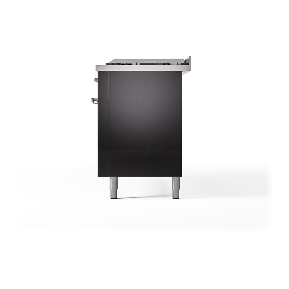 Nostalgie II 60 UP60FQNMPBKC Freestanding Dual Fuel Range with 9 Sealed Burners with Griddle Double Oven with Solid Door with Chrome knobs UP60FQNMPBKC