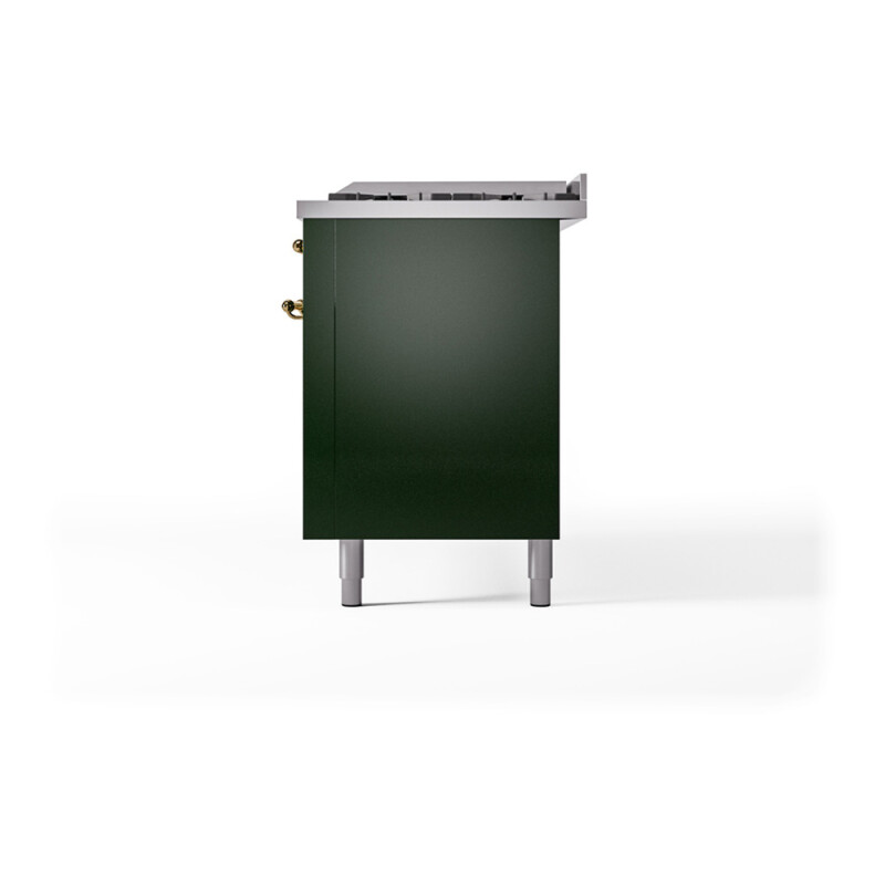 Nostalgie II 60 UP60FQNMPEGG Freestanding Dual Fuel Range with 9 Sealed Burners with Griddle Double Oven with Solid Door with Brass knobs UP60FQNMPEGGLP